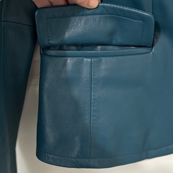 Kate Hill teal leather jacket size 4 - Picture 6 of 8